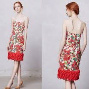 Anthropologie Strapless Luisa Poppy Dress - Size 4